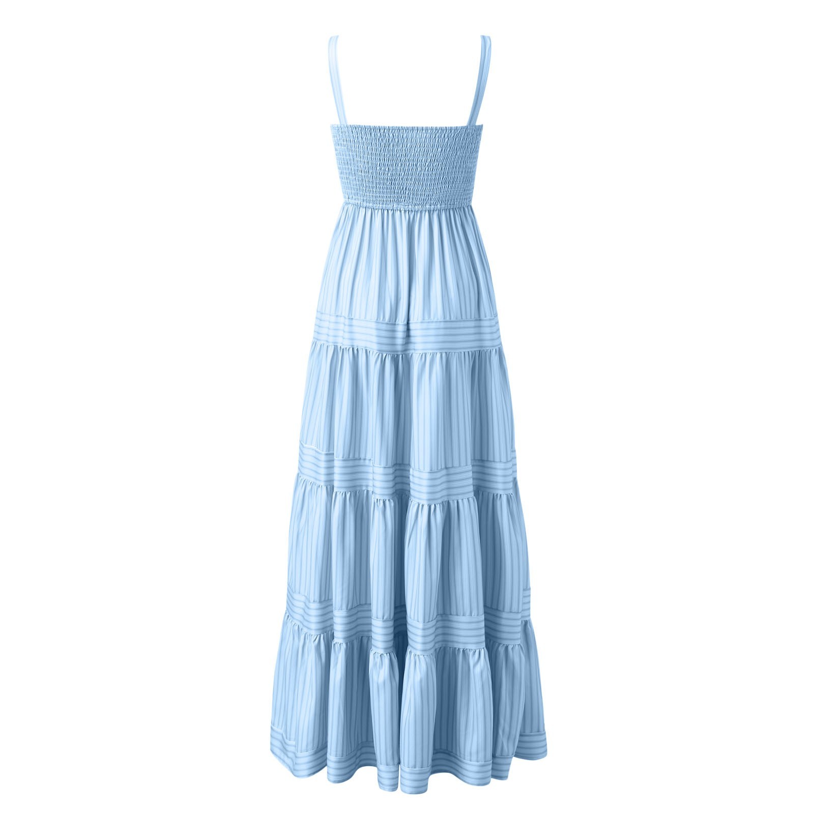 thumbnail image 4 of Vestido largo bohemio con tirantes a rayas para mujer - Vestido largo informal de verano para la playa, 4 of 5